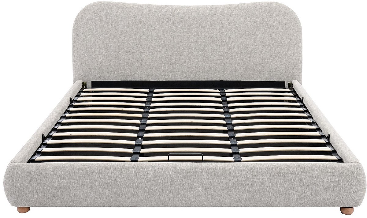 Vente-unique Bed met opbergruimte stof beige 180 x 200 cm (Super King Size Bed)