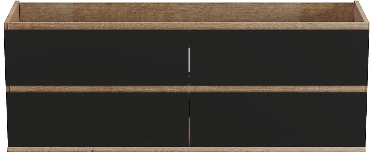 Vente-unique Zwevend meubel onder wastafel - Licht naturel en zwart - 150 cm - SABURI
