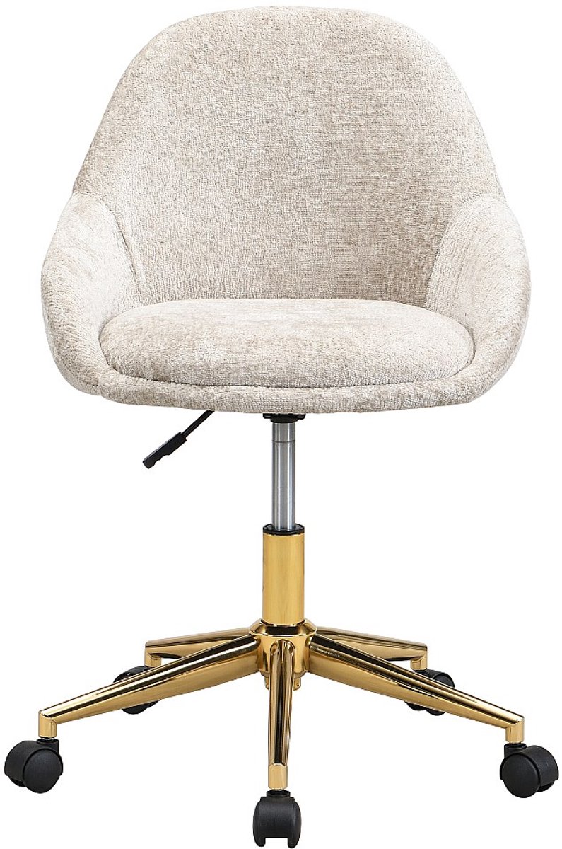 Vente-unique NAODY Bureaustoel Stof Beige en Goud Verstelbaar - Vente-unique.com - €117,18