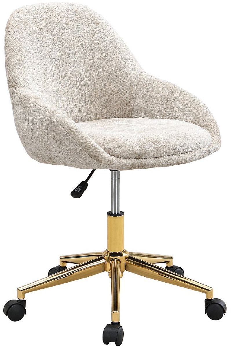 Vente-unique NAODY Bureaustoel Stof Beige en Goud - afbeelding 3