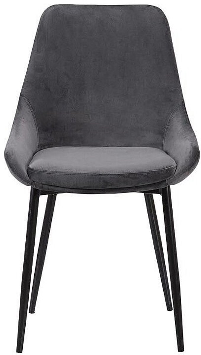 Vente-unique Set van 2 stoelen MASURIE - Fluweel - Grijs