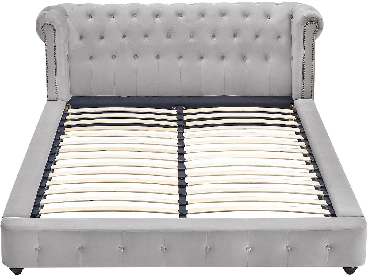 Vente-unique Bedframe fluweel lichtgrijs 180 x 200 cm