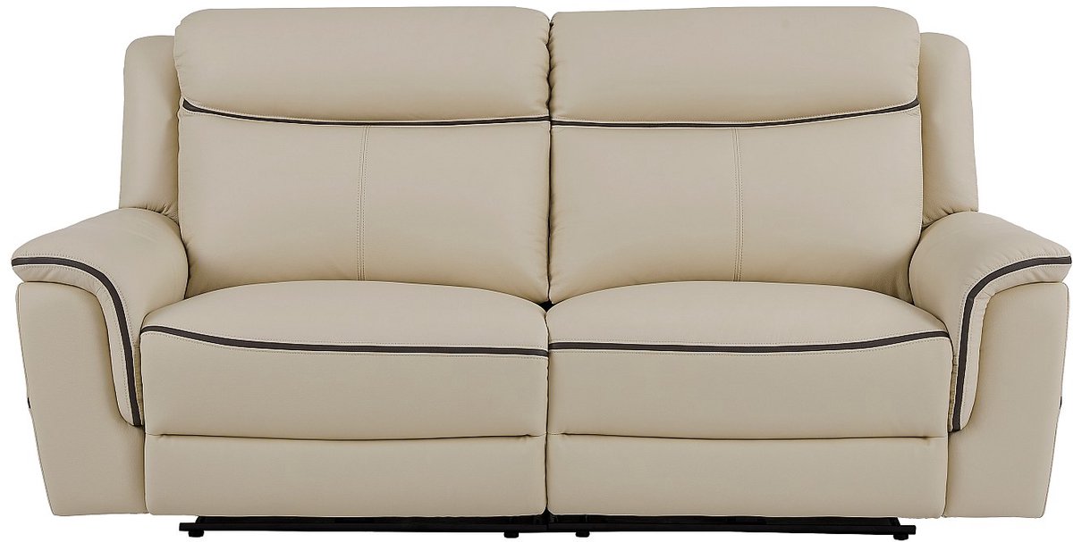 Vente-unique Elektrische driezitsrelaxbank van beige leer ADELIO