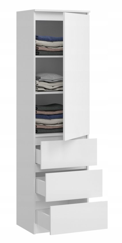 Meubel Square - Armoire Bergo - Wit - 50cm - Armoire-penderie avec tiroirs - Armoire Kinderkamer