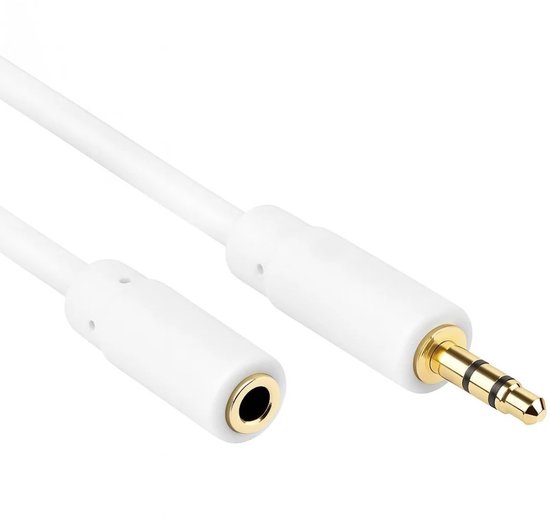 Câble d'extension Jack | 3,5 mm | Plaqué or | 3 mètres | Blanc | Allteq
