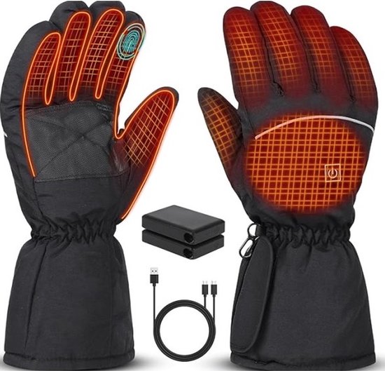 Oplaadbare Handschoenen – verwarmde waterafstotende wanten- 2x Oplaadbare Batterijen - 3.7 Volt - 4000 mAh - Scooter Handschoenen- fietsen handschoenen - Waterdichte handschoenen - Elektrische Handschoenen - Size L