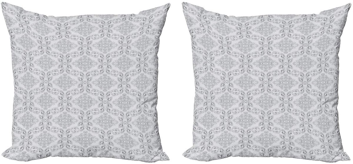 ABAKUHAUS Kussenhoes Set – 2x50x50 cm – Tweezijdig digitaal druk – Grijs