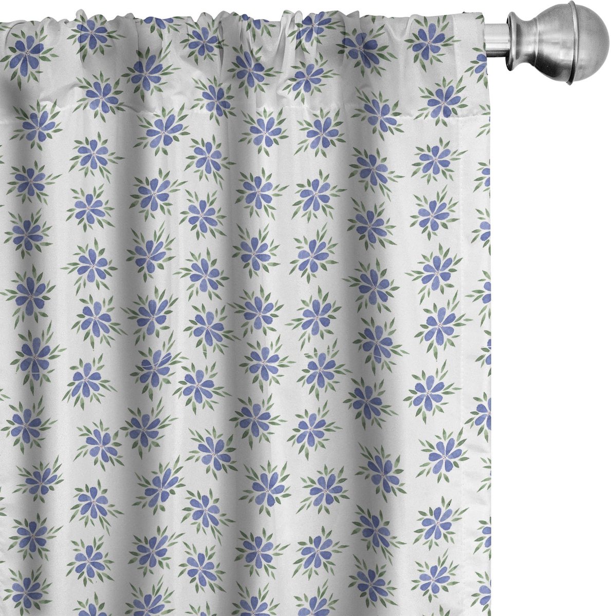 ABAKUHAUS Tuinkunst Gordijnen – 2x75×245 cm – Hemelsblauw, Groen & Wit