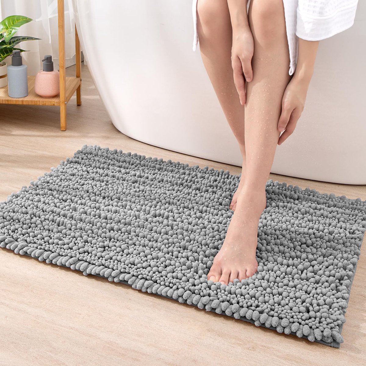 Ynkkvre - Badmat – Super Absorberend & Antislip – Extra Zacht en Warm – Machinewasbaar – Dikke Microvezel Badkamer Mat voor Douche, Bad & Wastafel-43X61CM