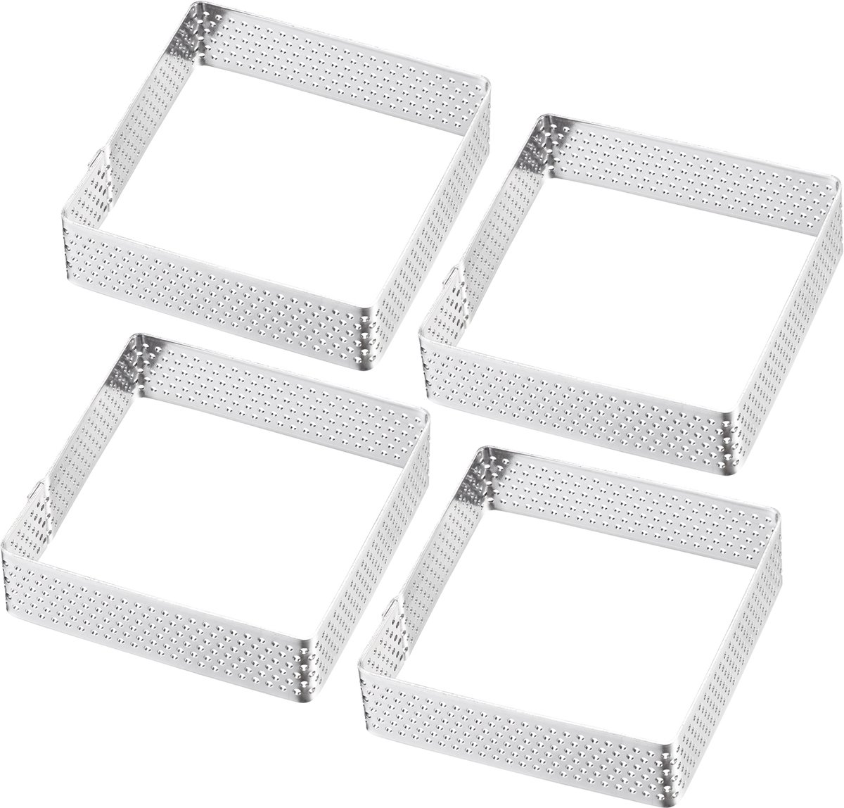 Westmark taartframe 4 dek. – Perfecte taart- en quicheblikken – Uniform bakresultaat dankzij perforatie – Zilver, 7x7 cm