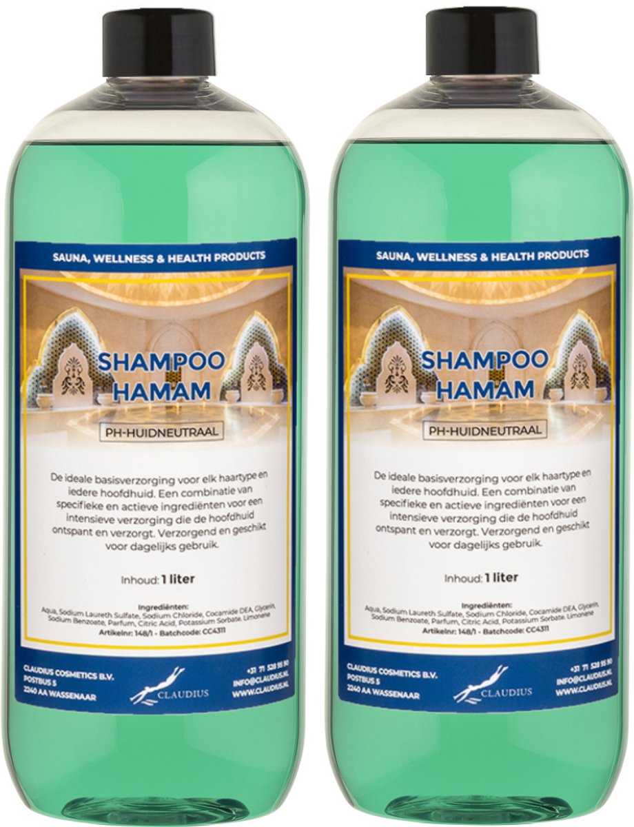 Shampoo Hamam 1 liter met dop - set van 2 stuks - voordeelverpakking - haarverzorging