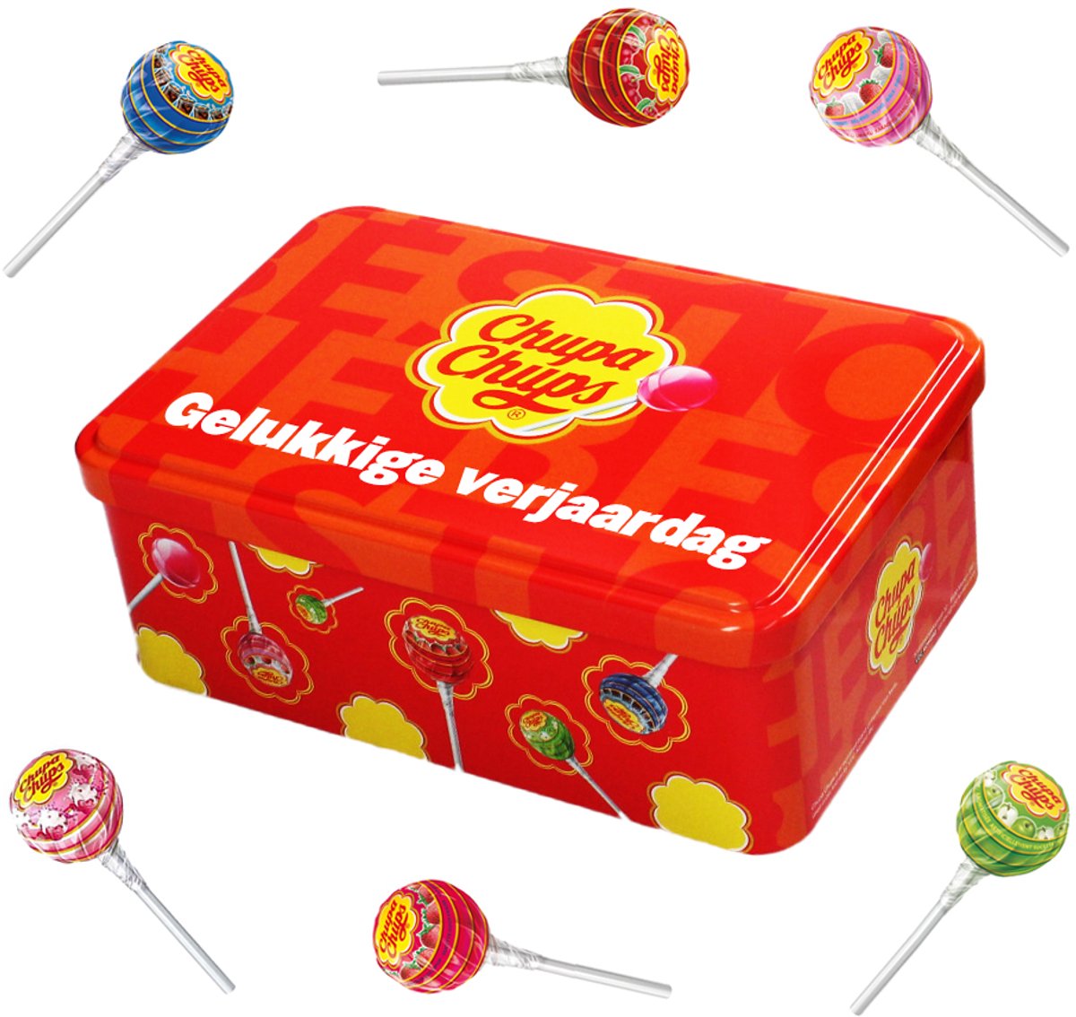 Chupa Chups Best of candy collection box "Gelukkige verjaardag" - lolly - lollies in verschillende smaken - 48 stuks - geschenkdoos - snoepcadeau - 620g