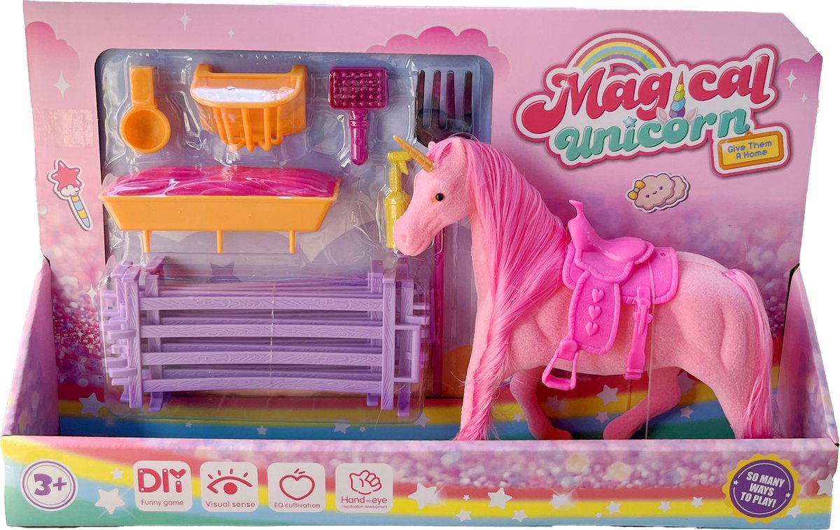Eenhoorn speelfiguur met accessoires - magisch speelgoed voor kinderen.