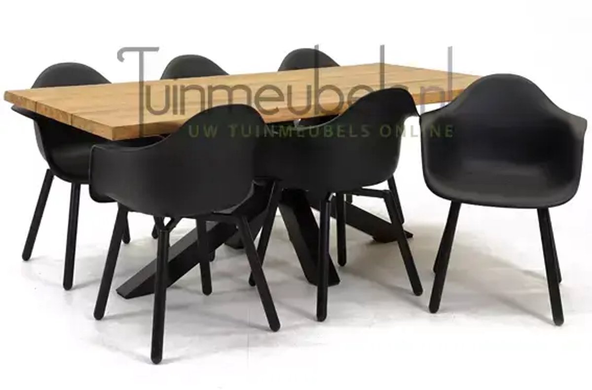 Tuinstoel Montreux zwart/zwart met Spectral tafel 200 cm