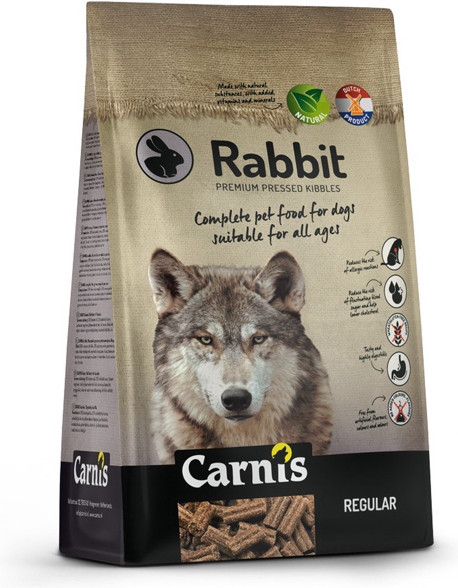 Carnis Droog Konijn Regular 12,5Kg + Gratis Schuurman 100% Konijn Snack