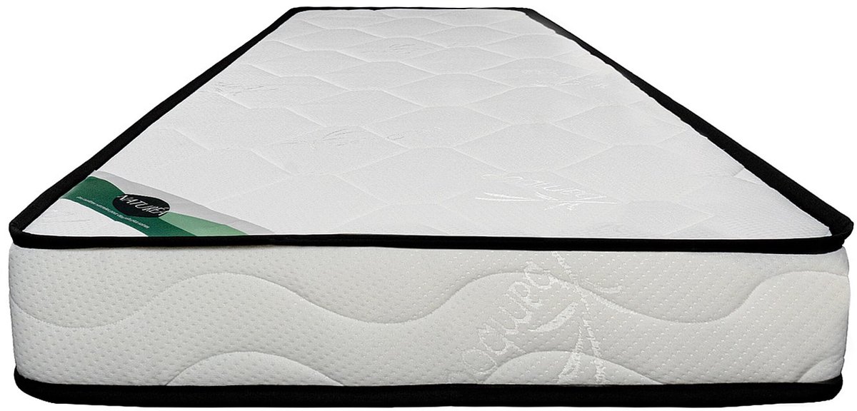 Vente-unique Matras 90 x 190 cm van schuim en tijk van bamboe, dikte 15 cm - KANANI van NATUREA L 190 cm x H 15 cm x D 90 cm Wit