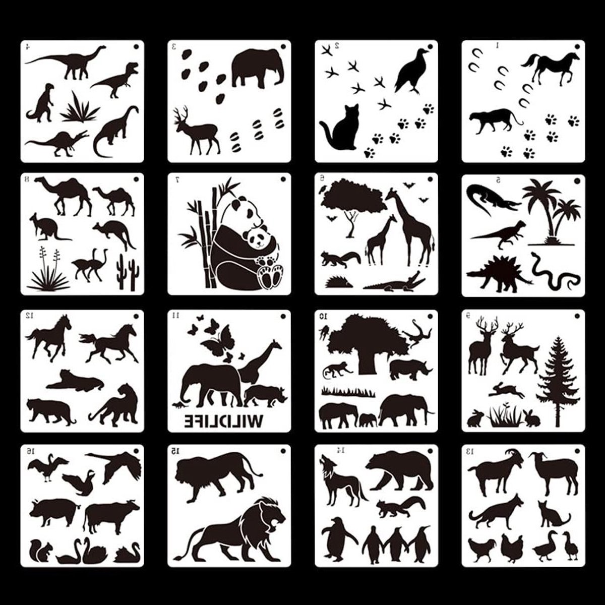 Cosensi - Dieren Sjablonen Set - Bosdieren - Herbruikbare Plastic Sjablonen - DIY Ambachten - Woondecoratie - Keukendecoratie