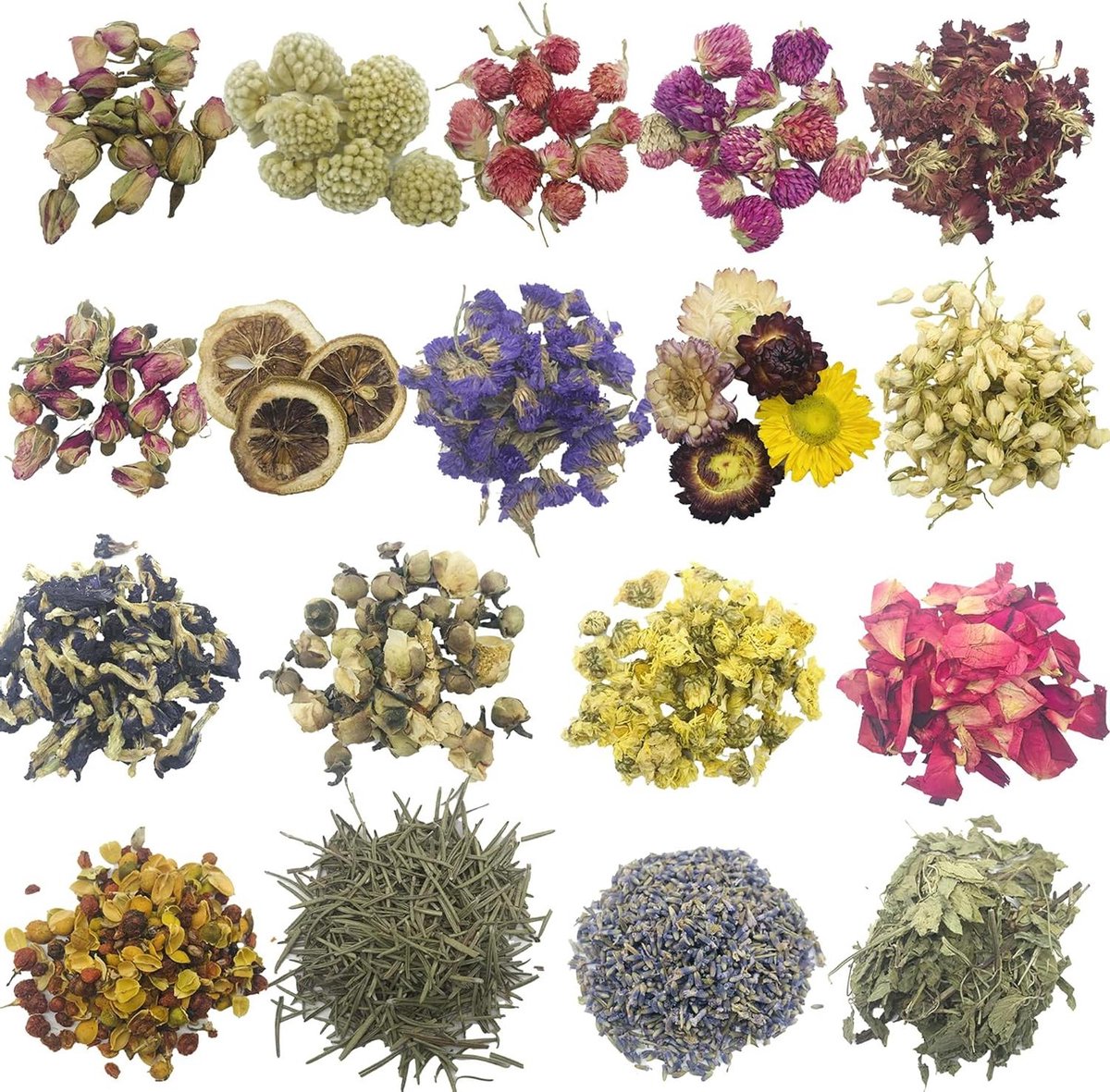 Cosensi - Natuurlijke gedroogde bloemen mix voor DIY kaarsen, zeep en sieraden - Lavendel, roos, jasmijn - Handwerkbenodigdheden