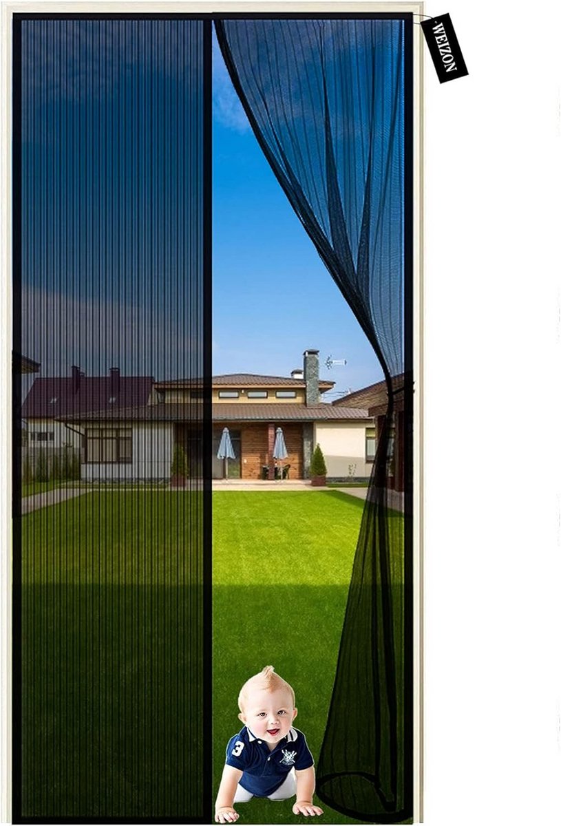 Magnetisch Hor voor Deur 90x210cm Vliegengordijn met Automatische Sluiting Zonder Boren
