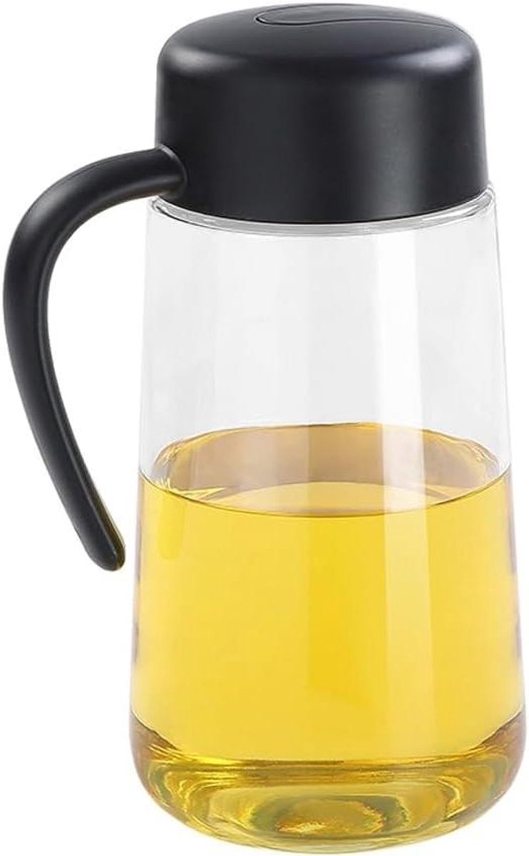 Flip Cap 1 liter Olijfolie Dispenser - Grote capaciteit Kruiderij Doseercontainer voor Keuken - Antislip Handvat - Druppelvrije & Morsvrije Tuit - Eenvoudig Bijvullen & Reinigen (Zwart)