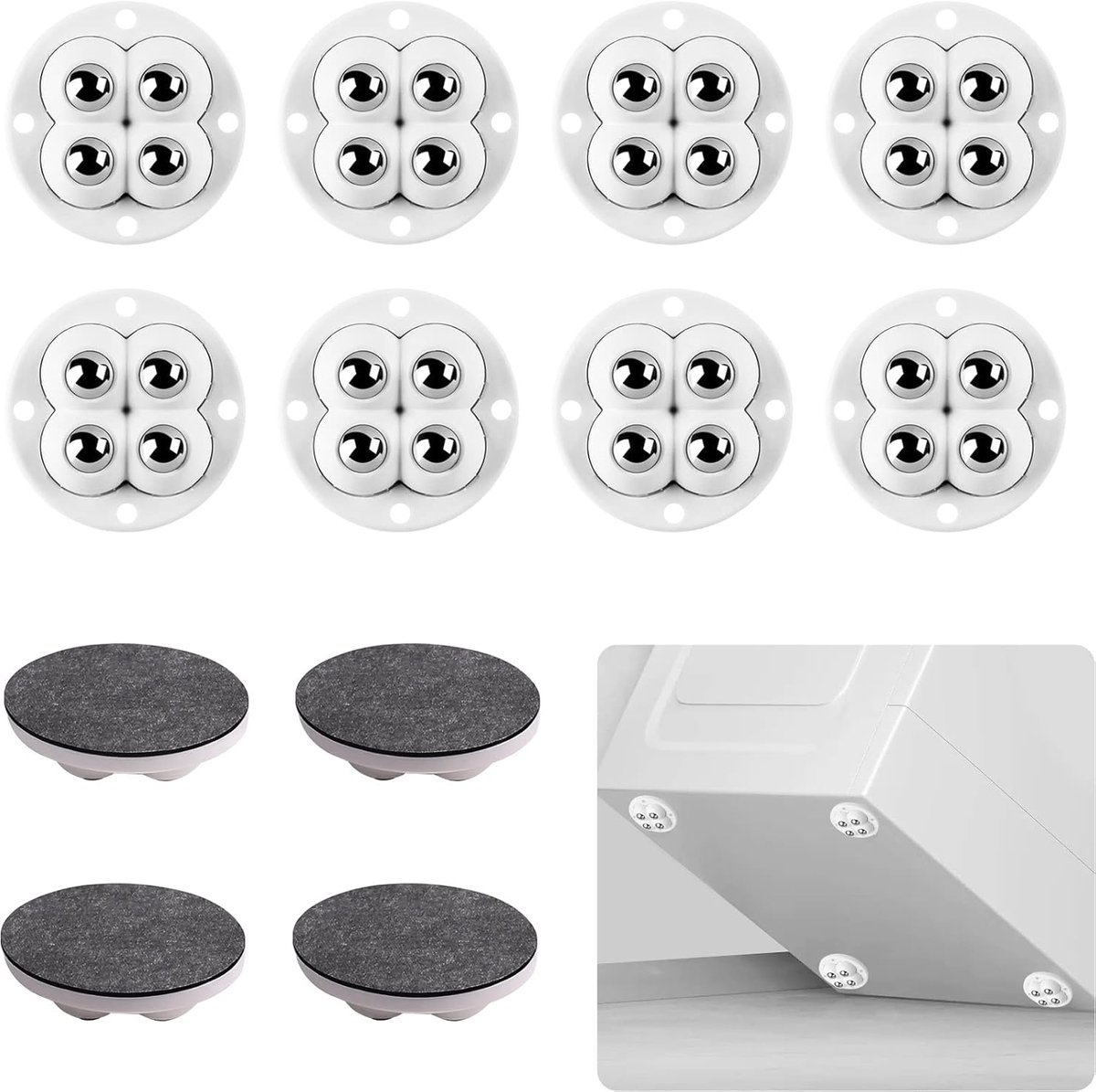 Stunq® Durable Plastic Furniture Glides with Steel Ball Bearings – Smooth Movement & Protection