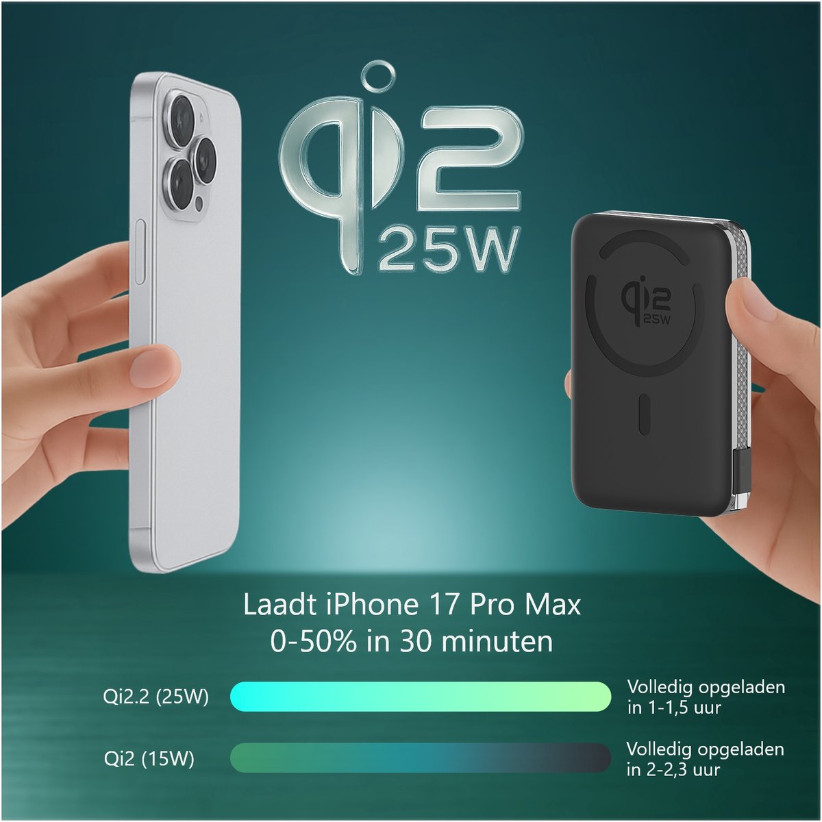 WanderS Magnetische Powerbank Qi2.2 25W - afbeelding 3