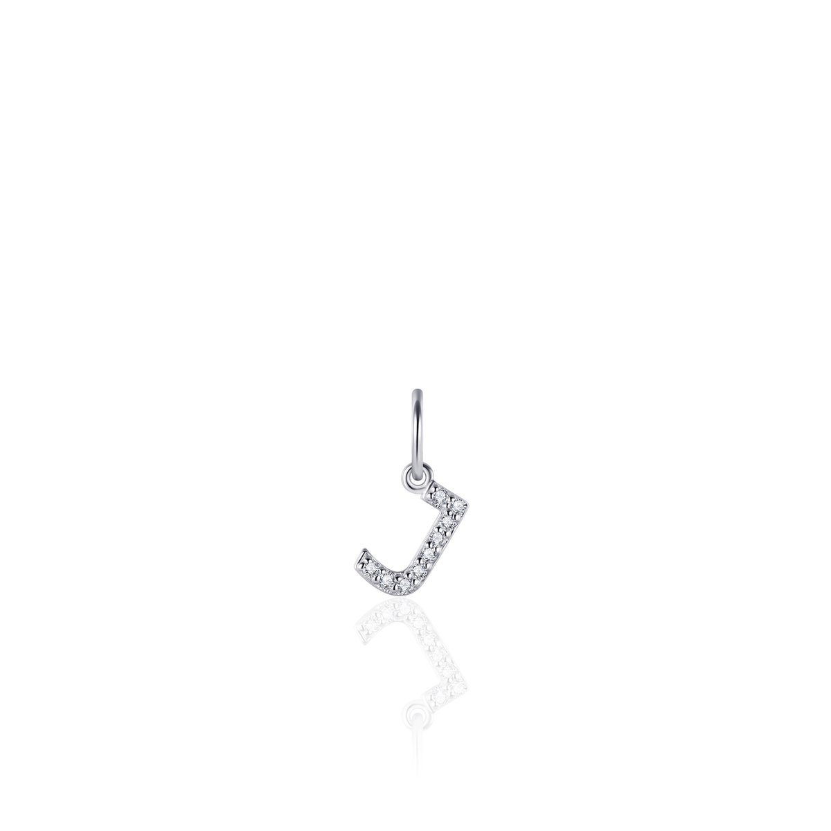 Gisser Jewels - Hanger excl. Collier - Letter J met Zirkonia - 8mm - Gerhodineerd Zilver 925