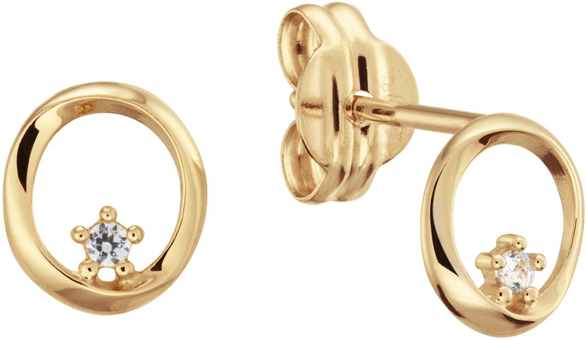 Glow 206.1630.00 Dames Oorbellen - Oorknopjes - Sieraad - 14 Karaat Goud - 5 mm breed - 5 mm lang