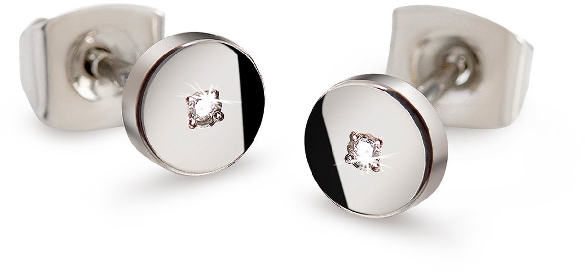 Boccia Titanium 05064-03 Dames Oorbellen - Oorknopjes - Sieraad - 0,02 crt - Zilverkleurig - Diamant - 5 mm breed - 5 mm lang