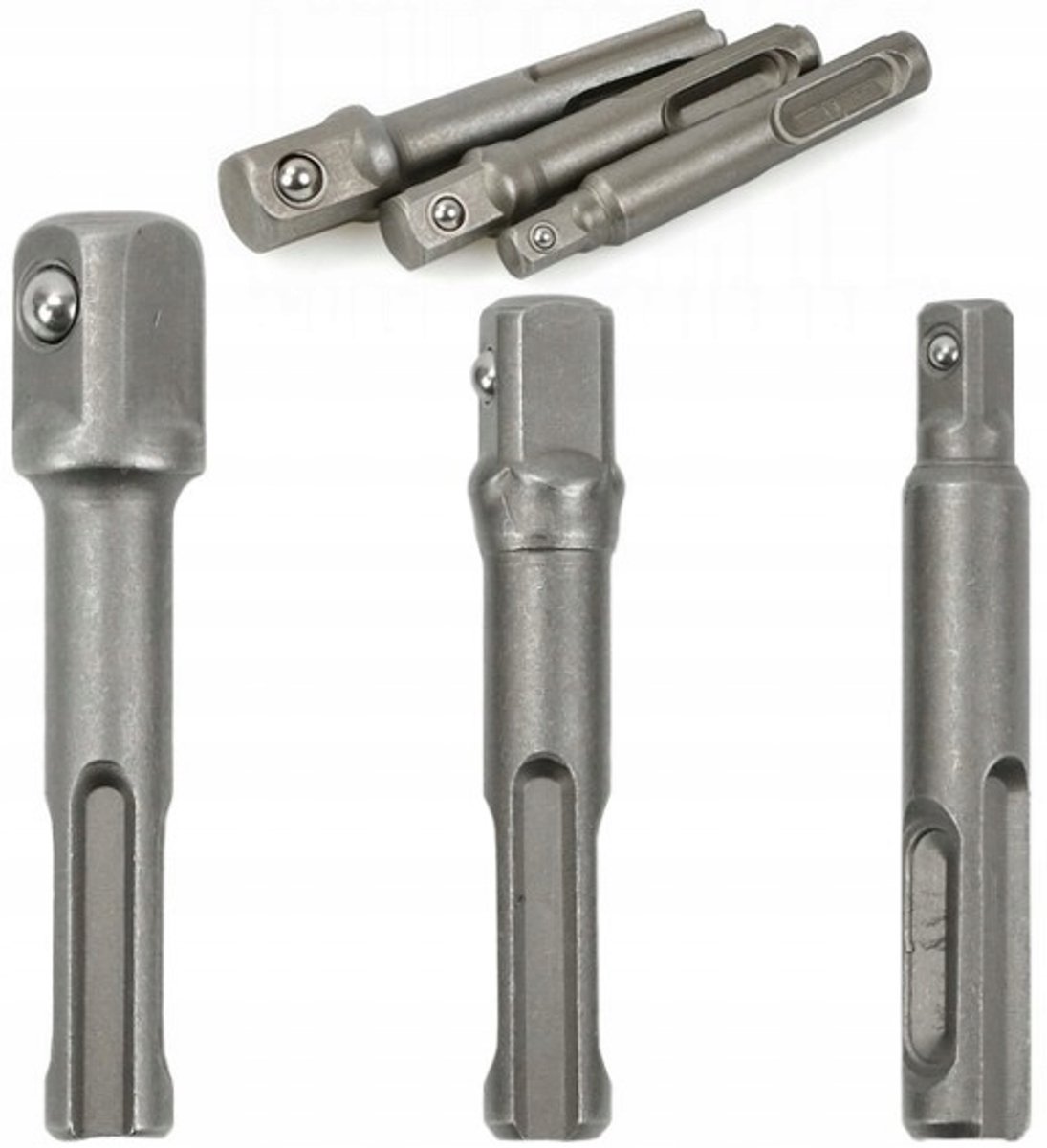 SDS PLUS Adapterset voor Doppen 1/2, 3/8, 1/4 CrV - 3 Delig