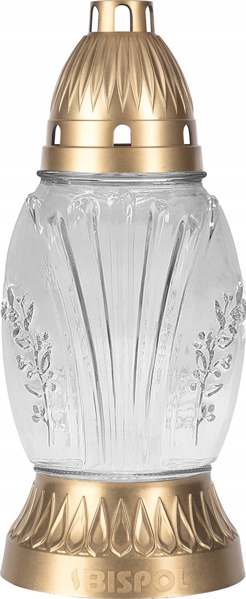 Transparant glas Znicz met 30 uur brandtijd, 25,5 cm hoog