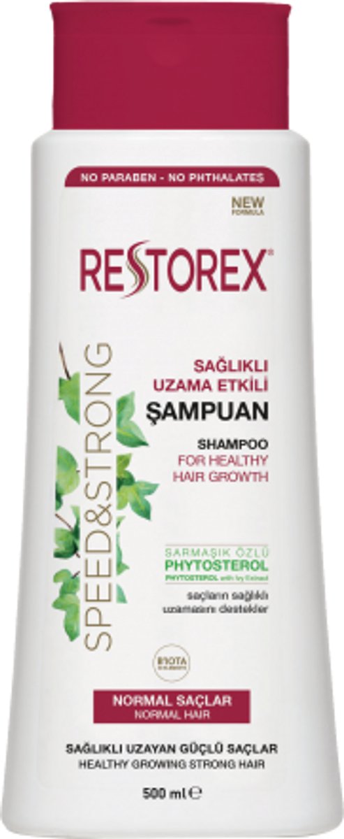 Restorex Speed & Strong Shampoo voor mormaal haar 500ml - Herbal shampoo - Bio shampoo - haarverzorging