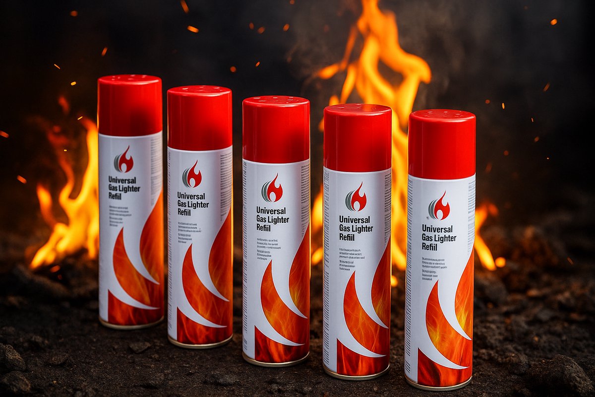 Flame Classics - Aanstekergas Navulling - butaan gasfles voor het vullen van aanstekers - 5 x 250ml