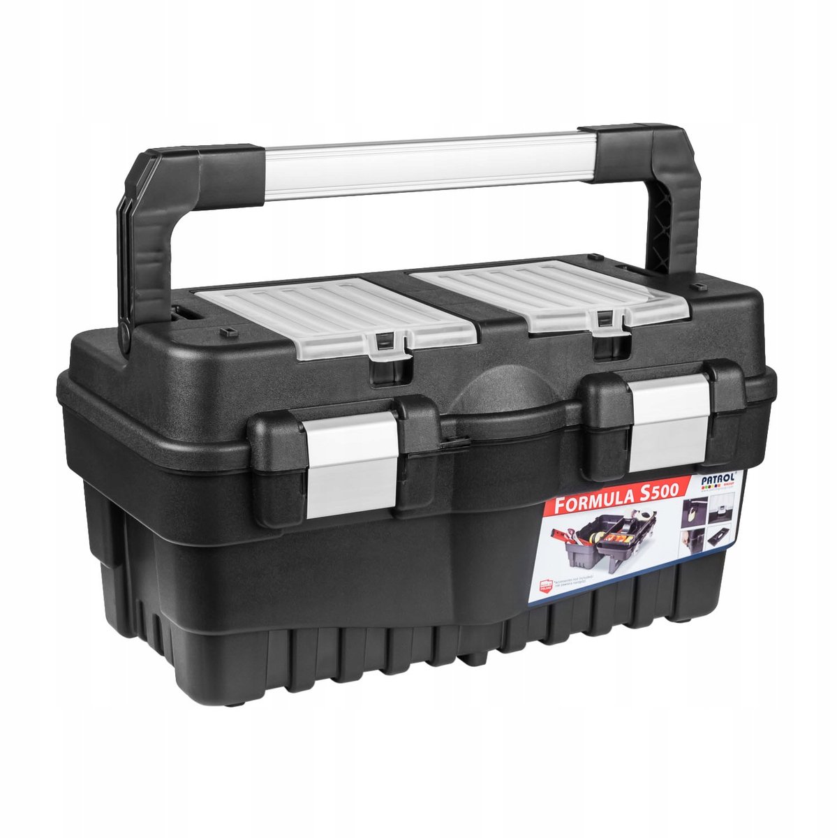 Botle S500 Gereedschapskist - Zwart, Aluminium Handvat, 19 Vakken