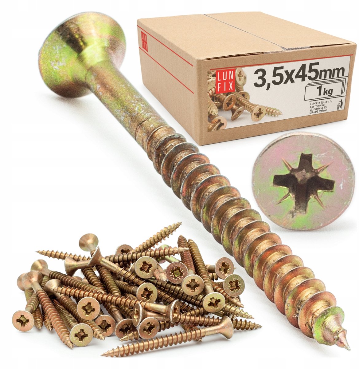 Gehard Houtschroeven 45mm Geel Verzinkt 3.5x45mm 1kg Universeel