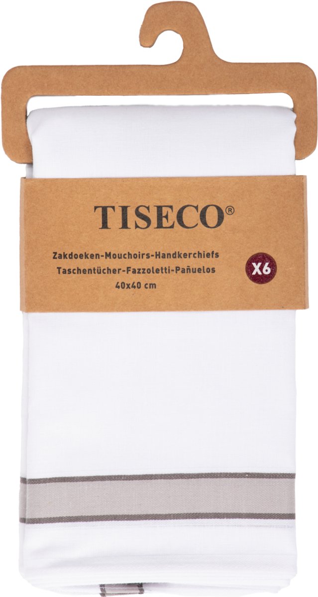 Tiseco Herenzakdoeken Alto 2 - 40 x 40cm - 6 Stuks - 100% Katoen (Grijs)