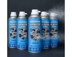 Grundig Air Dust Spray – 5 x 400 ml Spuitbus – Verwijdert Stof en Vuil uit Moeilijk Bereik – Perslucht Reiniger voor Elektronica en Apparatuur