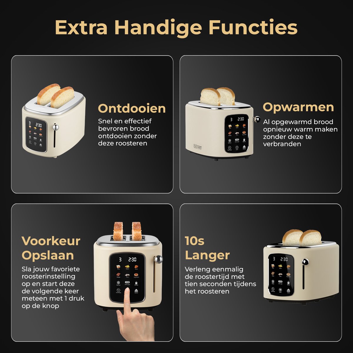 Home Home Vibes Broodrooster – LED Display, 6 bruiningsniveaus thumbnail 5