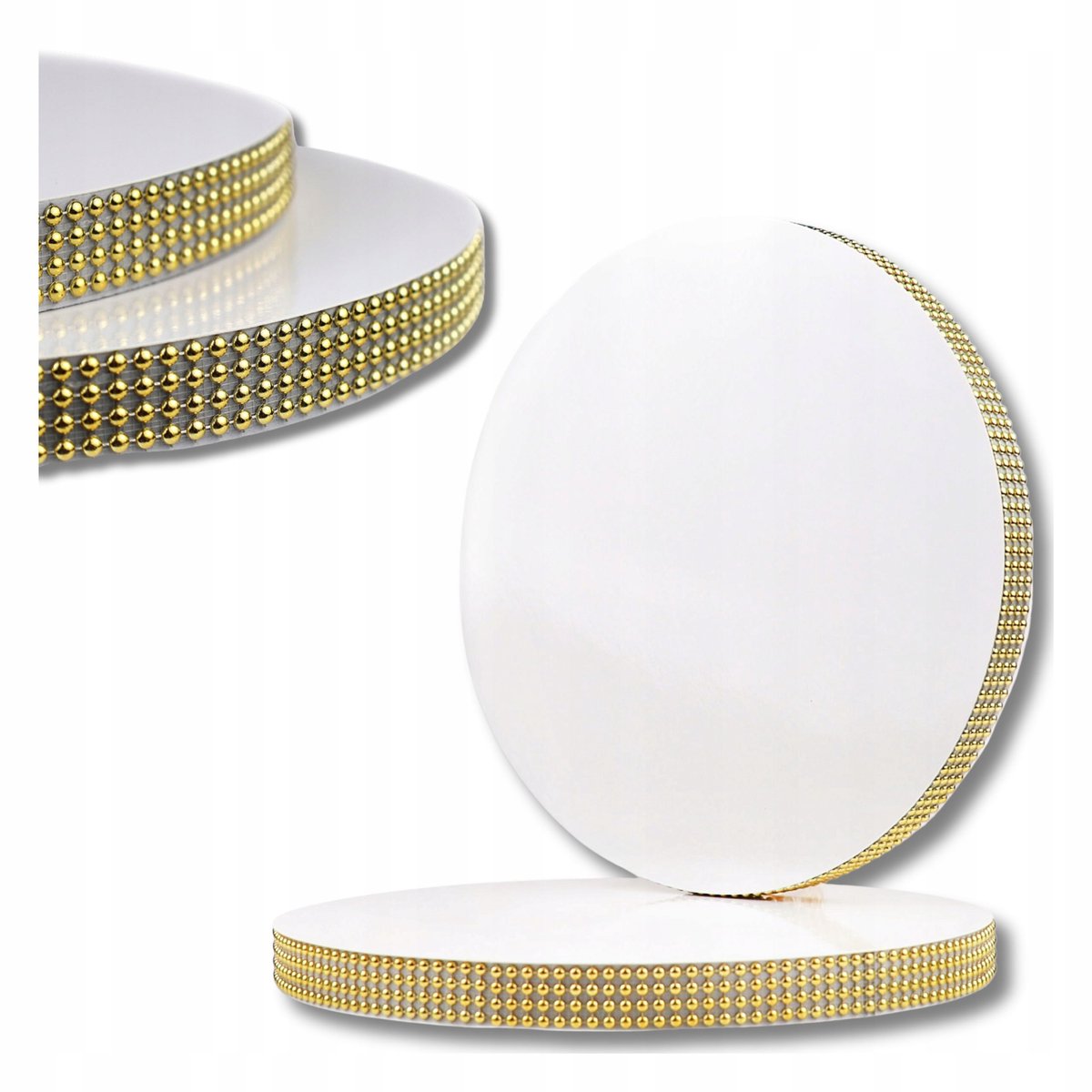 CakeDecor Taartonderlegger Styrodur Wit 30cm Goud met Paillettenrand