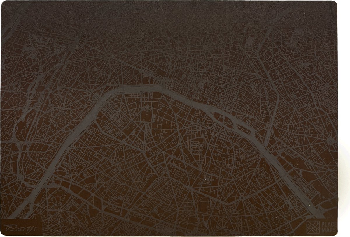 Place Maps Gegraveerde Kunstlederen Placemat Parijs Cacaobruin 1 stuk