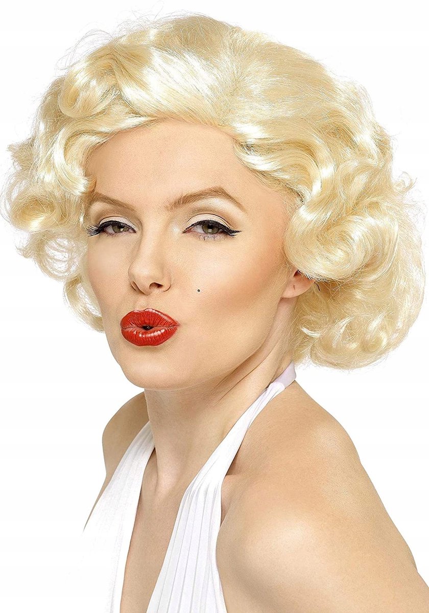 Damespruik Marilyn Monroe Blond Krullend Cosplay Kostuum