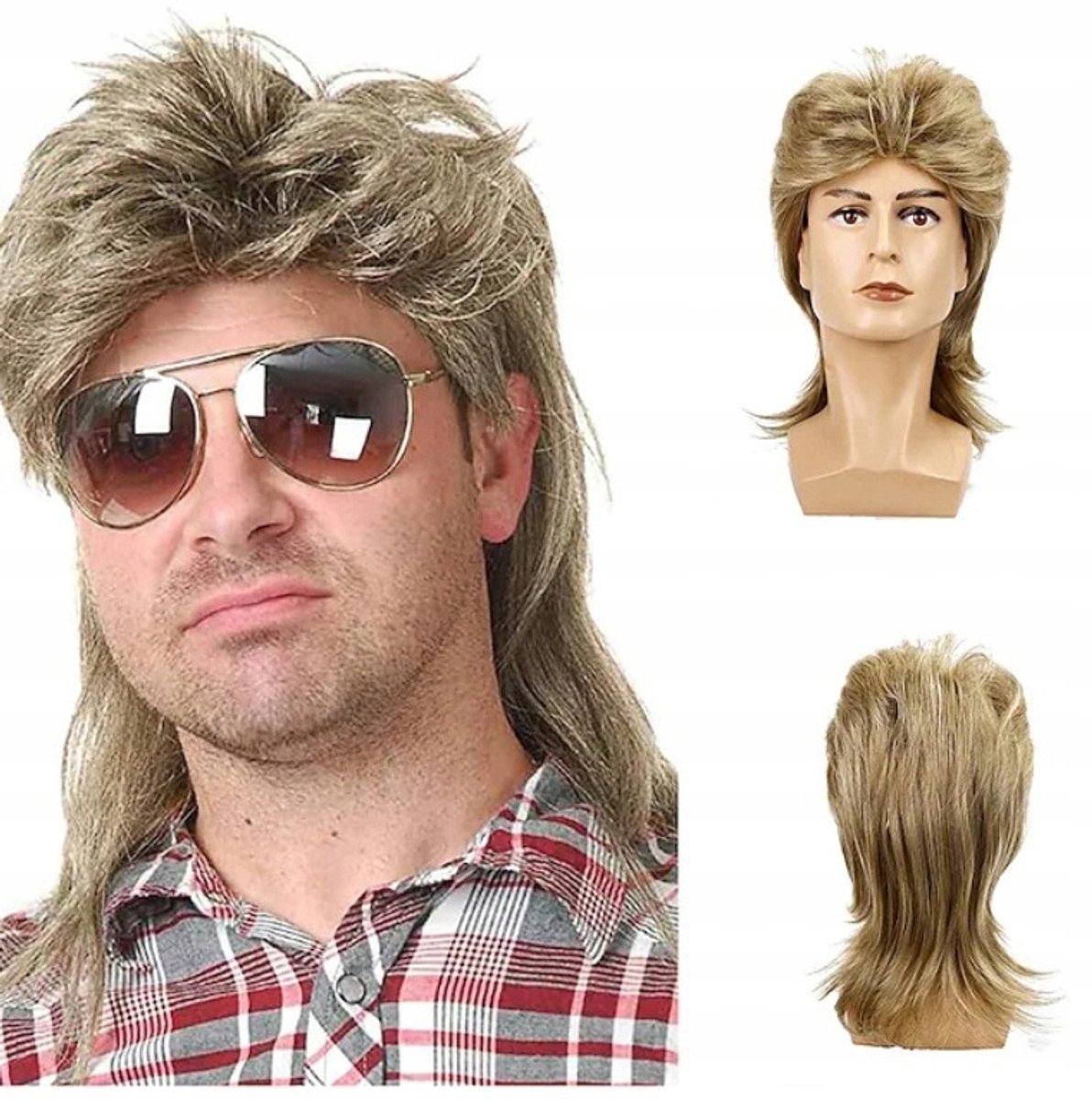 Blonde herenpruik Disco Jaren '70 '80 '90 - 50cm