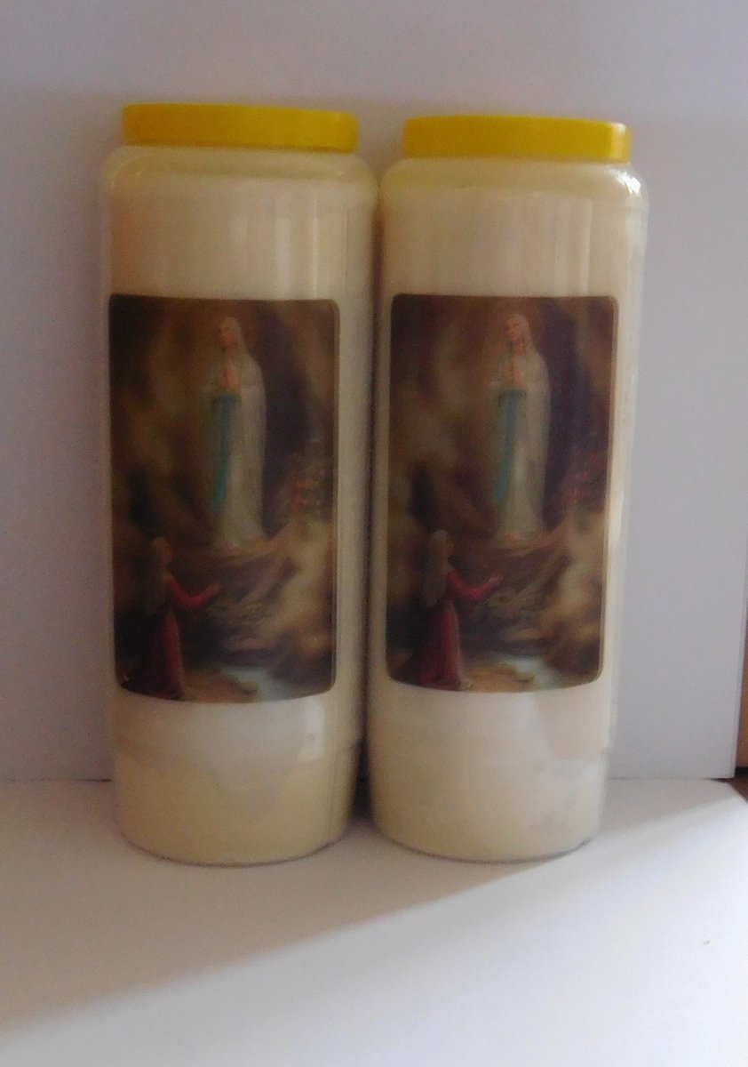 Noveenkaarsen met Maria van Lourdes 2 stuks