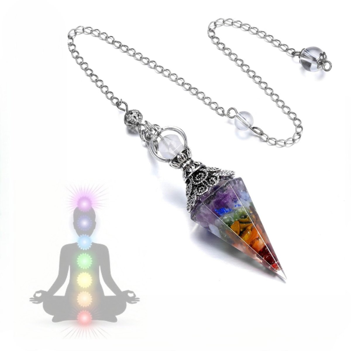 Chakra ketting - Pendels spiritueel - Pendel 23CM - Pendelen - Pendel edelsteen - Natuurst