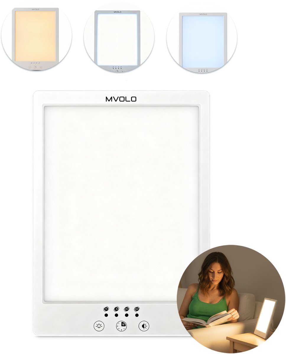 Mvolo® Lucent Bright - Zonlicht- Daglichtlamp 12.000 Lux – Lichttherapielamp – UV-vrij – Verstelbare Bureaulamp