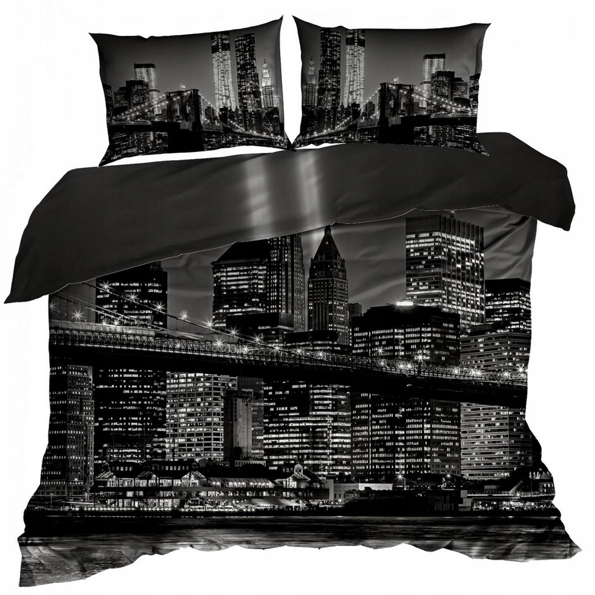 Katoenen Satijnen Dekbedovertrek Set 160x200 cm - Stadsnacht