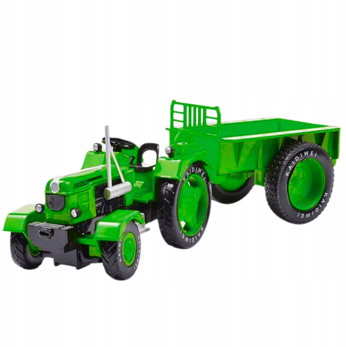 Groene Metalen Landbouwtrekker met Aanhanger 1:18