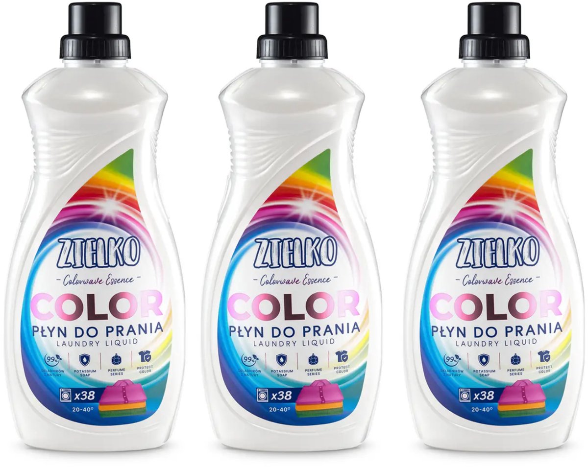 ZIELKO Colorwave Essence Wasmiddel – Kleurwas – 3 × 1,52 L (114 wasbeurten)