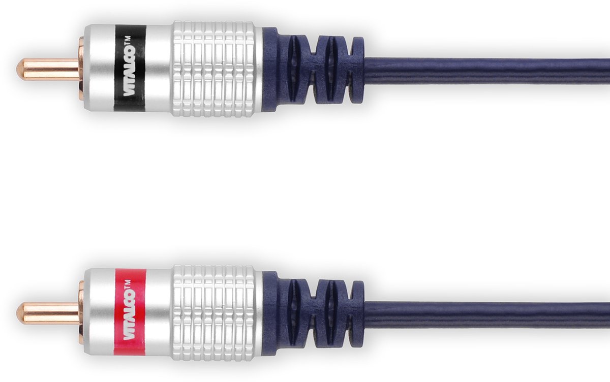 VITALCO - Audio Adapter Kabel (A1) - Jack 3.5mm Stereo Socket naar 2x RCA Plug - Verguld