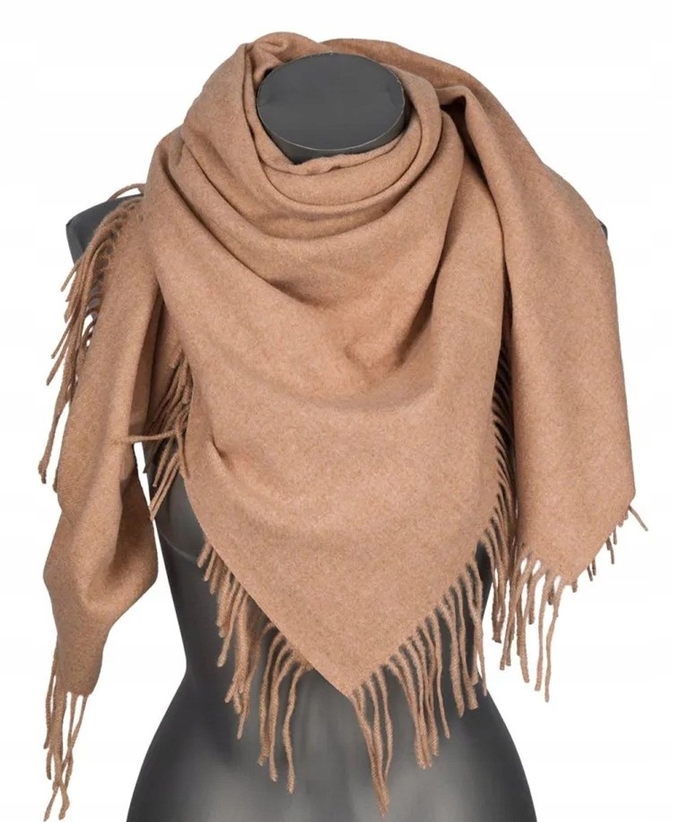 Damessjaal Katoen Beige Met Franjes - Warm & Stijlvol